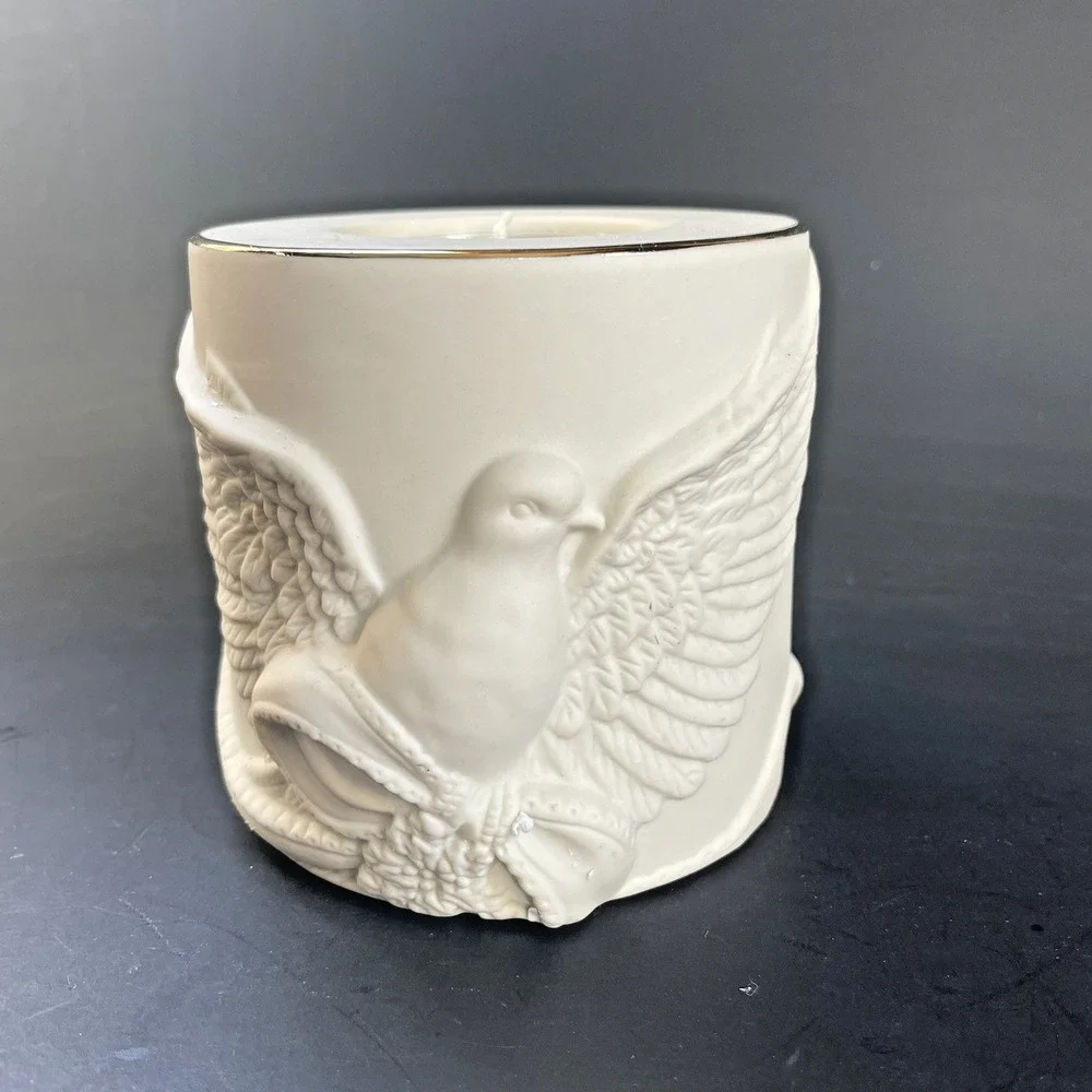 Lenox Radiant Light Dove Votive‎ Candle Holder w/Candle Christmas 3 1/2